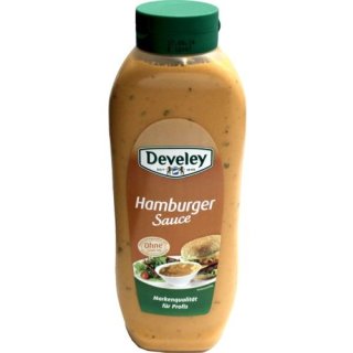Develey Fruchtig-würzige Hamburgersoße mit Zwiebeln und Gurken 2er Pack (2x875ml Flasche)