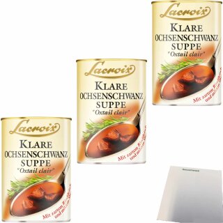 Lacroix Klare Ochsenschwanz-Suppe Oxtail clair 3er Pack (3x400ml Dose) + usy Block
