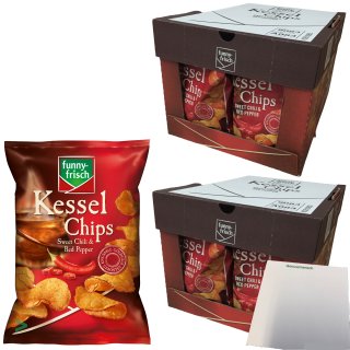 Funny-Frisch Kessel Chips Sweet Chili & Red Pepper 20er Pack (20x120g Beutel) + usy Block