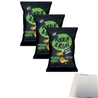 Rough & Real Chips Picante Fuerte 3er Pack (3x125g Beutel) + usy Block