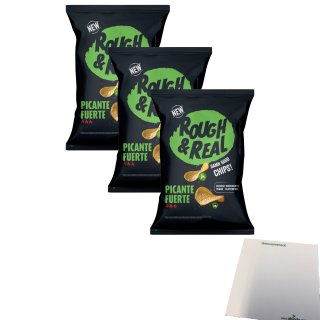 Rough & Real Chips Picante Fuerte 3er Pack (3x125g Beutel) + usy Block