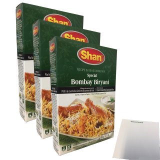 Shan Special Bombay Biryani Mix 3er Pack (3x60g Packung) + usy Block