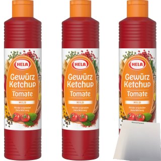 Hela Gewürz Ketchup Tomate Mild 3er Pack (3x800ml Tube) + usy Block