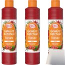 Hela Gewürz Ketchup Tomate Mild 3er Pack (3x800ml Tube) + usy Block
