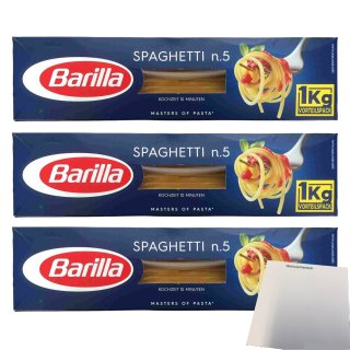 Barilla Pasta Spaghetti N. 5 3er Pack (3x1kg Packung) + usy Block