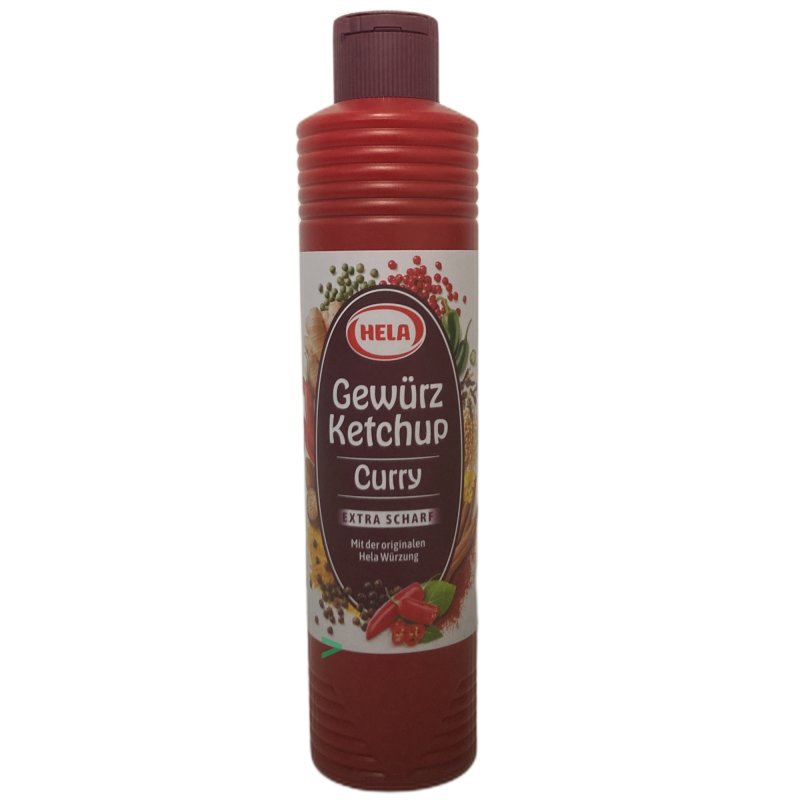 Hela Curry Gewürz Ketchup extra scharf 3er Pack (3x800ml Flasche) + u