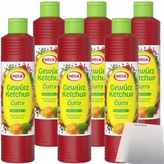 Hela Curry Ketchup Delikat 6er Pack (6x800ml Flasche) + usy Block