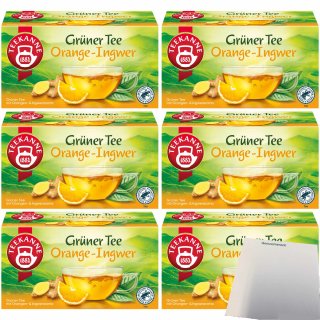 Teekanne Grüner Tee Ingwer Orange 6er Pack (6x 20x 1,75g Teebeutel) + usy Block