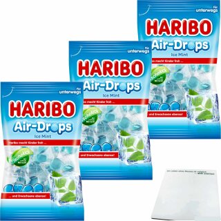 Haribo Air-Drops Ice Mint 3er Pack (3x100g Beutel) + usy Block