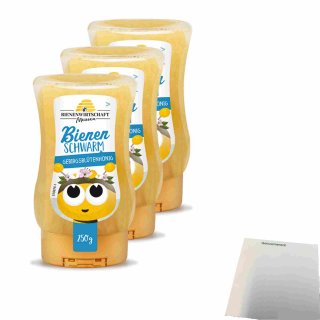 Bienenwirtschaft Meissen Bienenschwarm Gebirgsblütenhonig 3er Pack (3x250g Flasche) + usy Block