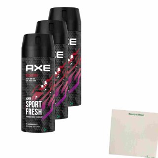 Axe Deospray Recharge Sport Refresh 3er Pack (3x150ml) + usy Block