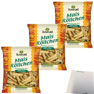 Alnatura Bio Mais Röllchen milde Salsa 3er Pack (3x125g Packung) + usy Block