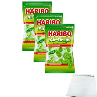 Haribo Air-Drops Eukalyptus-Menthol 3er Pack (3x100g Beutel) + usy Block