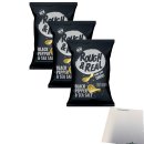 Rough & Real Chips Black Pepper & Sea Salt 3er Pack (3x125g Beutel) + usy Block