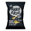 Rough & Real Chips Black Pepper & Sea Salt 3er Pack (3x125g Beutel) + usy Block
