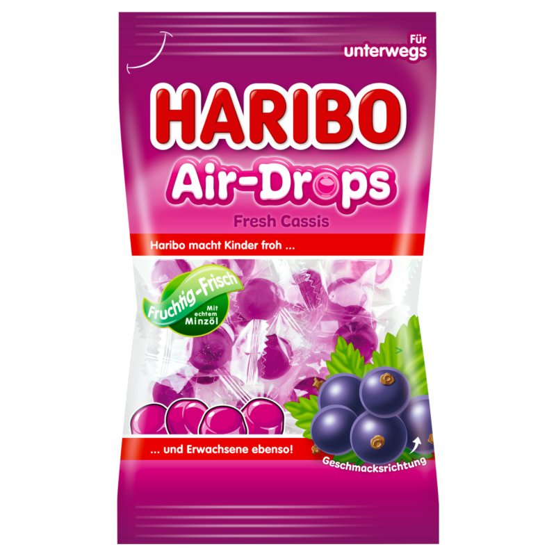 Haribo Air-Drops 12 x 100g.Tüten Fresh Cassis Bonbons 