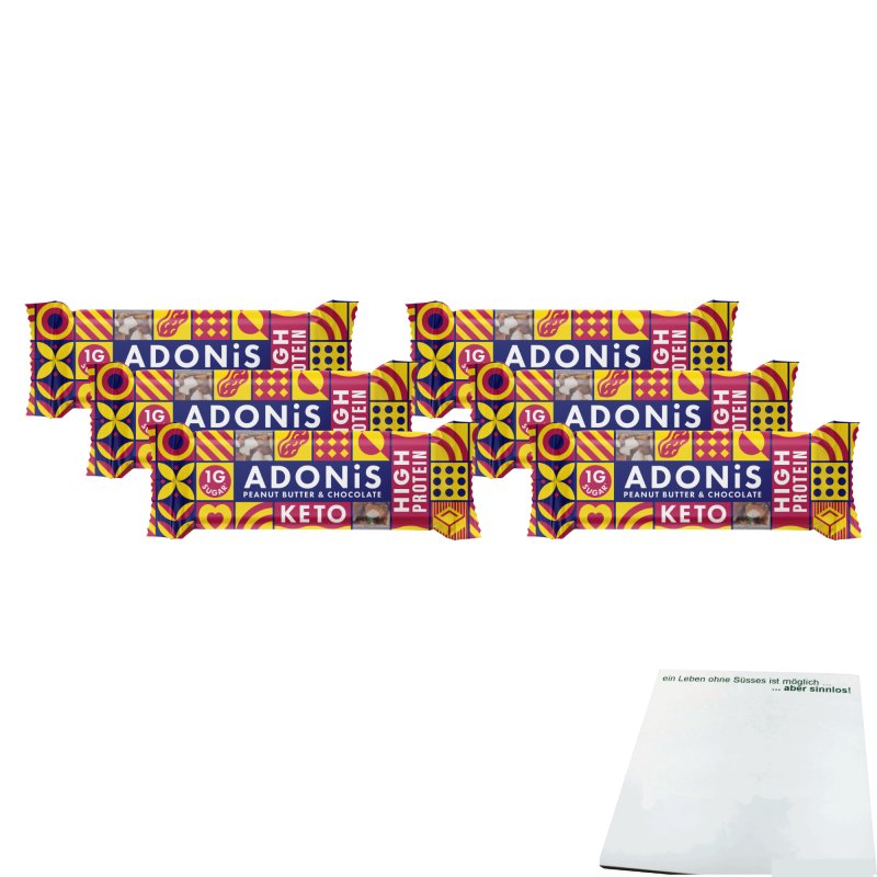 Adonis Peanut Butter & Chocolate Protein Bar Keto 6er Pack (6x45g Rie