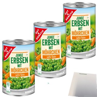 G&G Junge Erbsen mit Möhrchen sehr fein 3er Pacl (3x400g Dose) + usy Block