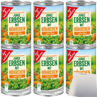G&G Junge Erbsen mit Möhrchen sehr fein 6er Pack (6x400g Dose) + usy Block