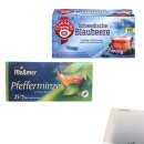 Meßmer Pfefferminztee (25 Teebeutel) + Teekanne Blaubeere (20Teebeutel) + usy Block