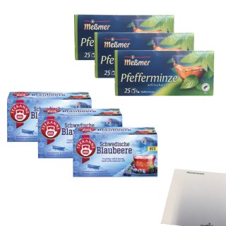 Meßmer Pfefferminztee (3x25 Teebeutel) + Teekanne Blaubeere (3x20 Teebeutel) + usy Block