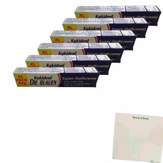 Kukident Die Blauen Super - Haftcreme 6er Pack (6x65g Packung) + usy Block