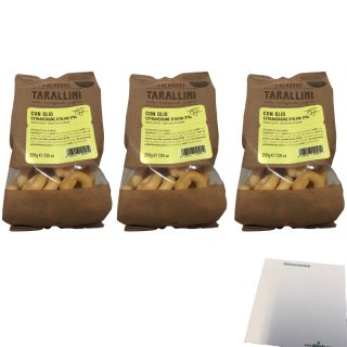 Puglia Sapori Taralli Gebäck mit Olivenöl 3er Pack (3x200g Beutel) + usy Block