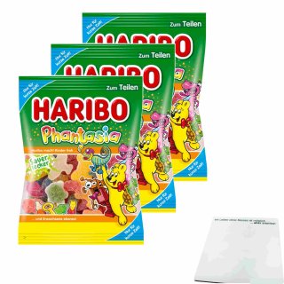 Haribo Phantasia Sauer lecker 3er Pack (3x200g Beutel) + usy Block