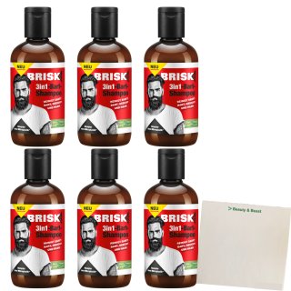 BRISK Bart-Shampoo 3in1, 6er Pack (6x150 ml Flasche) + usy Block