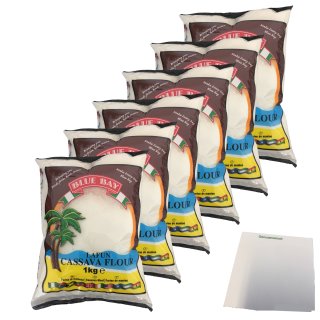 BLUE BAY Lafun Cassava Flour 6er Pack (Maniokmehl, 6x1kg Beutel) + usy Block