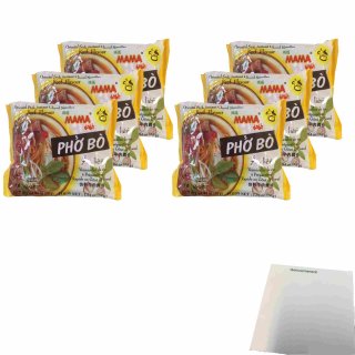 MAMA Instant Reisnudel mit Rindfleisch Geschmack 6er Pack (6x55g Packung) + usy Block