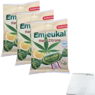 Em-Eukal Hanf-Zitrone Zuckerfrei 3x75g (3er Pack) + usy Block