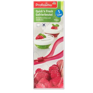 Profissimo Quickn Fresh Gefrierbeutel mit Reissverschluss & Standboden 1 Liter (15St)