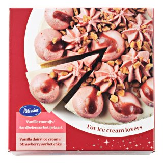 Vanille roomijs aardbeiensorbet ijstaart Bak 1 liter