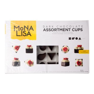 Chocolade cups puur, assortiment Bakje 40 stuks x 6 gram