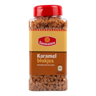 Karamel blokjes garnering voor ijs en taart Pot 750 gram