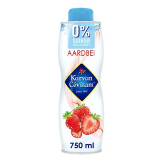 Aardbei siroop 0% suiker toegevoegd 6 blikken x 75 cl