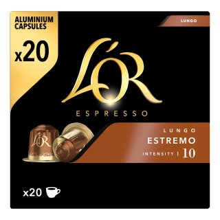 Lungo Estremo Koffiecups Voordeelpak Doos 20 stuks x 5,2 gram