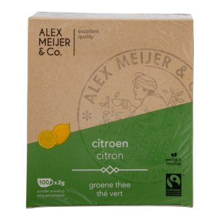 Theezakjes groene thee lemon, FT Pak 100 stuks x 2 gram