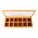 Theekist 12-vaks met venster bamboe Per stuk