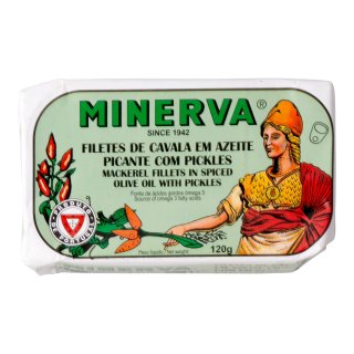 Makreel met groente in pikante olijfolie Blik 120 gram