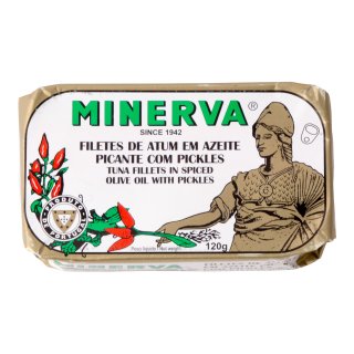 Minerva Tonijn met groente in pikante olijfolie Blik 120 gram