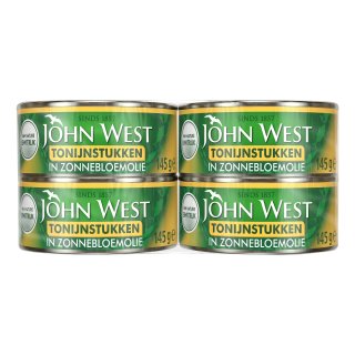 Tonijnstukken in zonnebloemolie 4 blikken x 145 gram