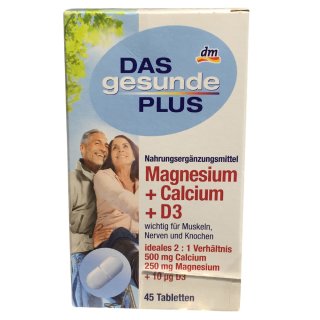 DAS gesunde PLUS Magnesium + Calcium + D3 Tabletten (45St)