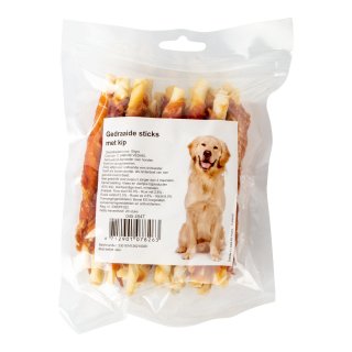 Gedraaide stick met kip 12 cm Zak 20 stuks