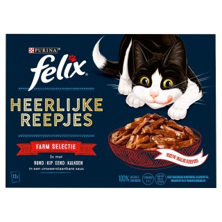 Kattenvoer Nat Reepjes Farm Selectie Box Multipack 12 stuks x 80 gram