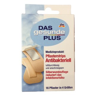 DAS gesunde PLUS Pflasterstrips Antibakteriell in 4 Größen (16 Stck.)