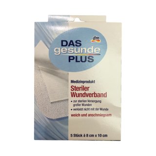 DAS gesunde PLUS Steriler Wundverband Wasserdicht 8cmx10cm (5 Stck.)