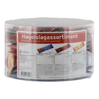 Hagelslagassortiment melk, puur vruchtenhagel Doos 60 stuks x 10 gram