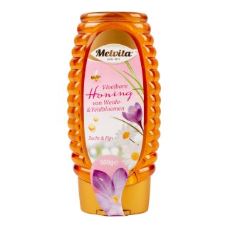 Honing vloeibaar weide-veldbloemen, BIO Fles 500 gram